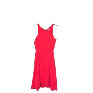 Athleta Martinique Sleeveless Neon Coral Pink Keyhole Back Dress Size Small